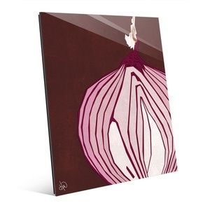Large Sliced Onion on Red 11"x14" Acrylic Wall Art